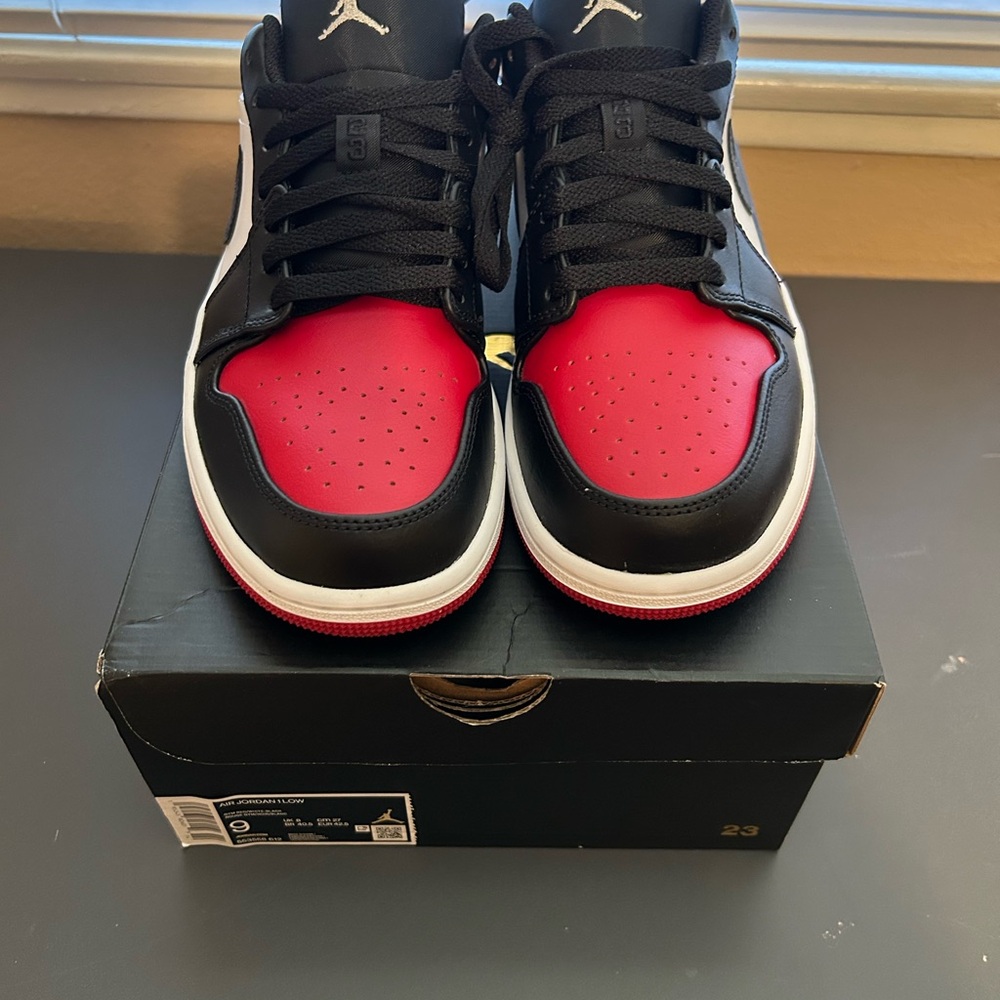 Jordan 1 Low “Bred Toe” Men's Shoes - Black, Red, White